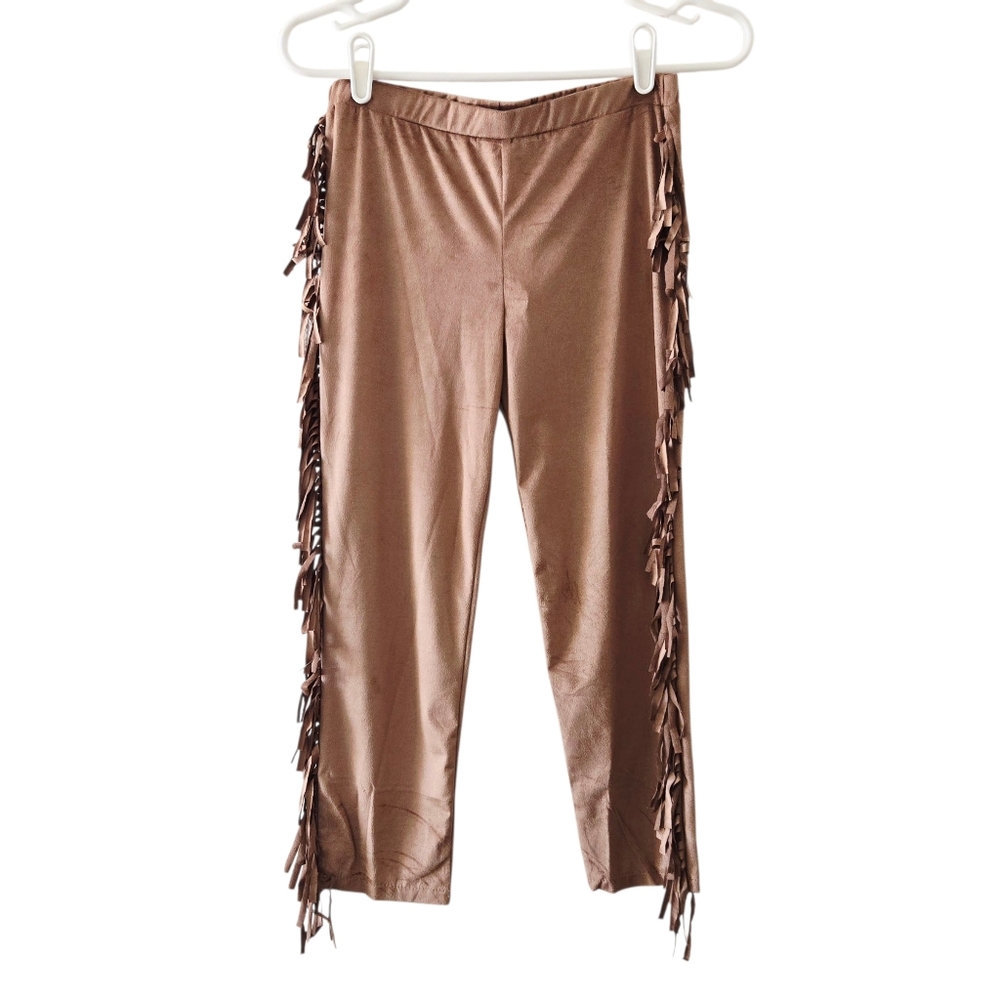 Hayden Girls Boho Western Faux Suede Fringe Pull On Pants Brown XL